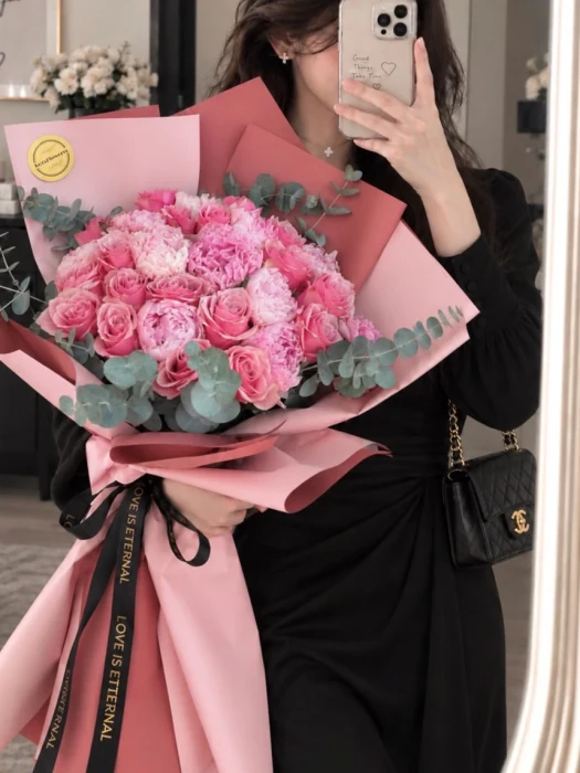 Luxery Pink-Pembe Şakayık Buketi
