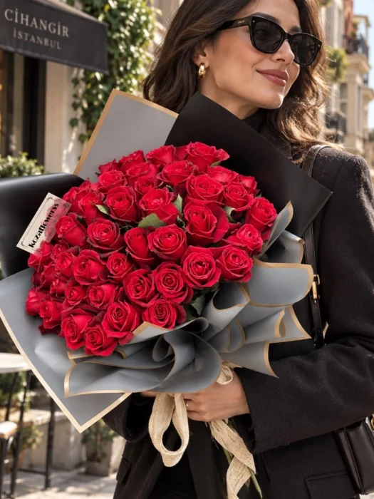 Scarlet-40 Premium Kırmızı Gül Buketi