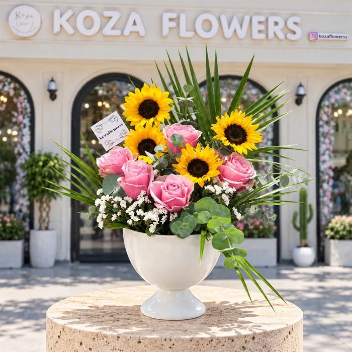 Sun Flowers-Ay Çiçeği & Pembe Gül